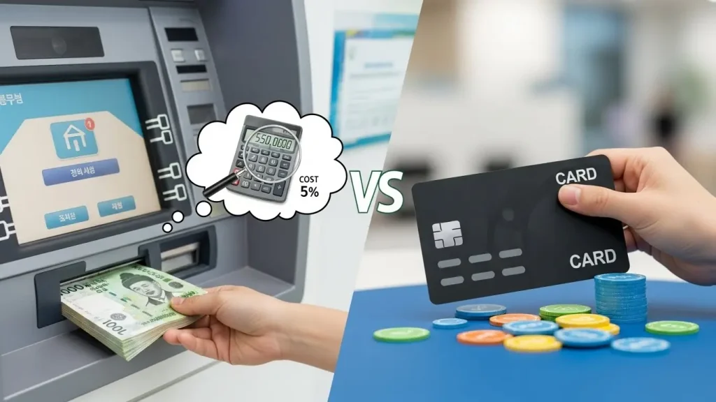 신용카드 현금방법의 현금서비스·카드론 구조와 비용 비교 인포그래픽